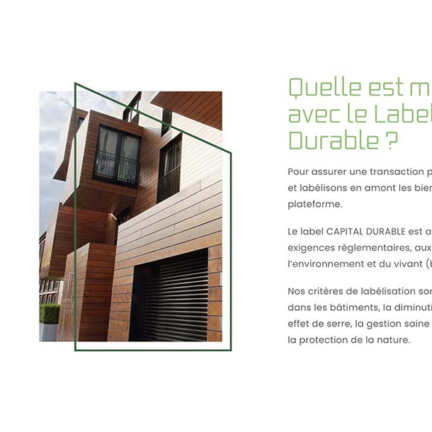 aperçu d'un détail du site vitrine de Capital Durable - graphiste Toulouse