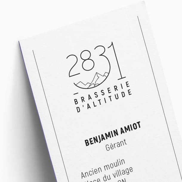 aperçu du logo et de la carte de visite éco-responsable de la brasserie 2831 - graphiste Toulouse