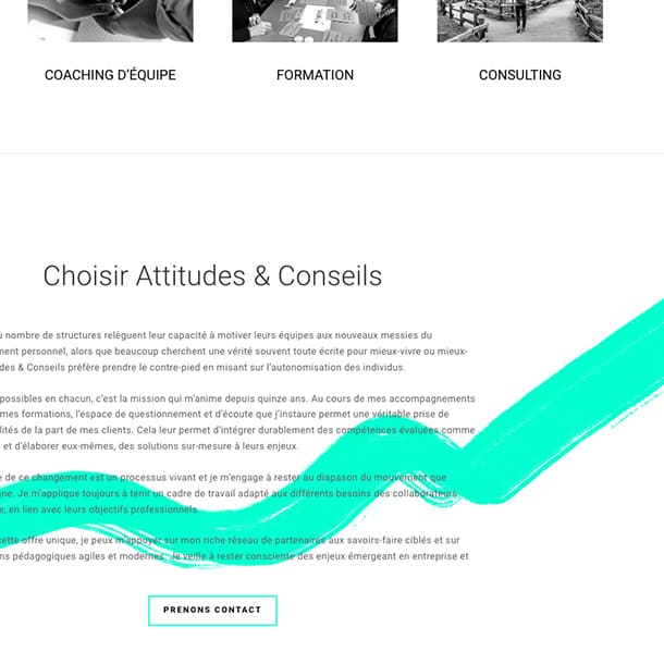 extrait d'une page du site d'Attitudes et Conseils, coach et superviseure - graphiste éco-responsable Toulouse