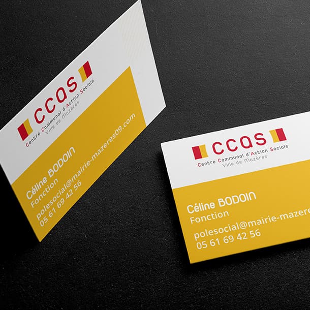 image des cartes de visite du CCAS de la ville de Mazères - graphiste Toulouse