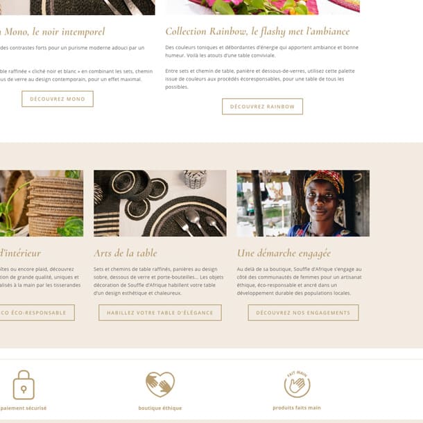 extrait d'une page du site internet de Souffle d'Afrique - graphiste Toulouse