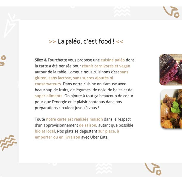 Détail du site vitrine du restaurant Silex et Fourchette - graphiste Toulouse